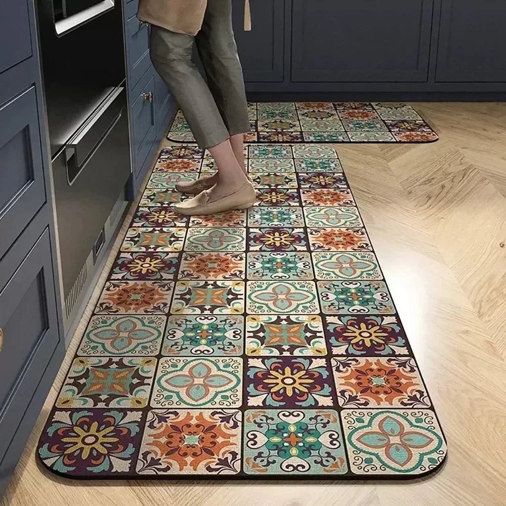 Kitchen Mat Absorbent Printed Kitchen Rugs Non-slip Area Mat Hallway Long Carpets for Living Room Bedroom Entrance Doormat Bath